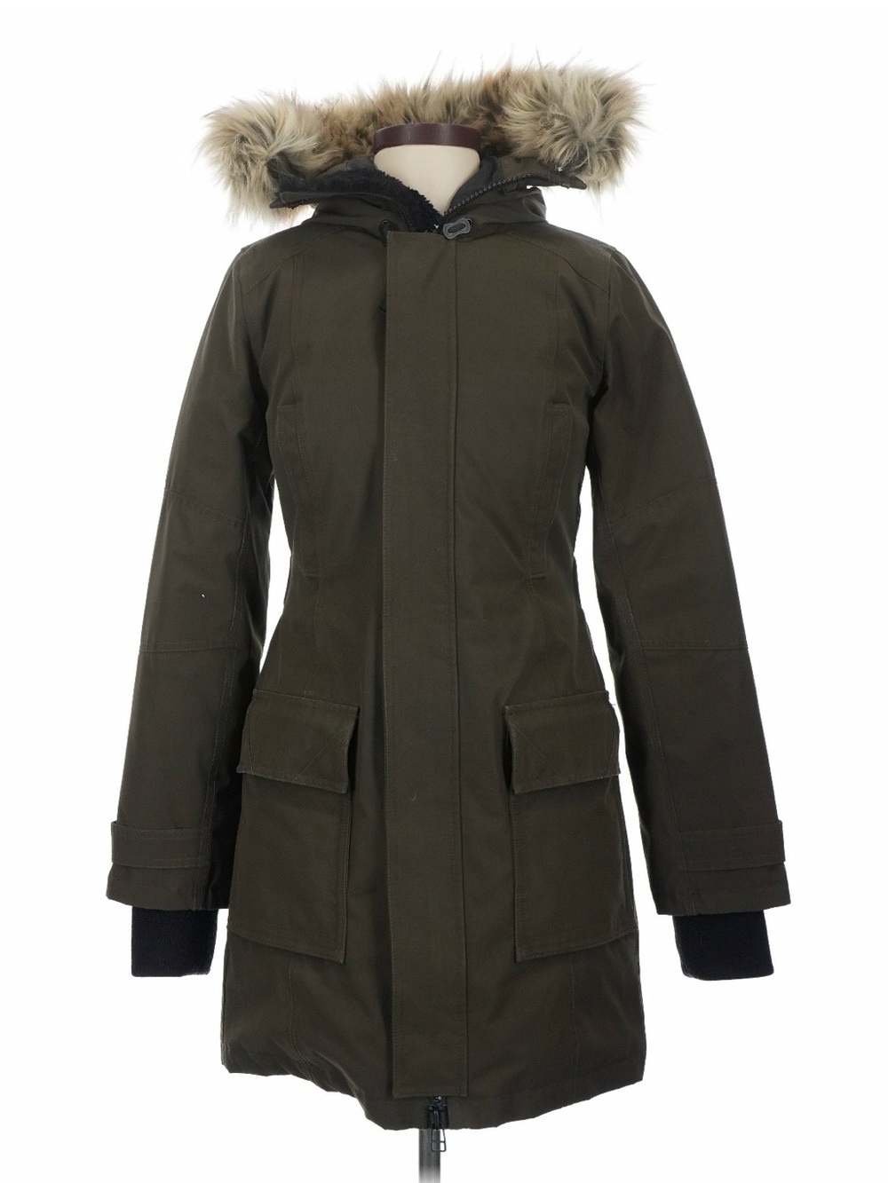 TNA Olive Green Slim Fit Water-Repellent Down Jacket - Size Small